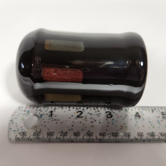 Pair Pfaltzgraff Salt & Pepper Shakers Glossy Black Southwest Color Block - Picture 6 of 6